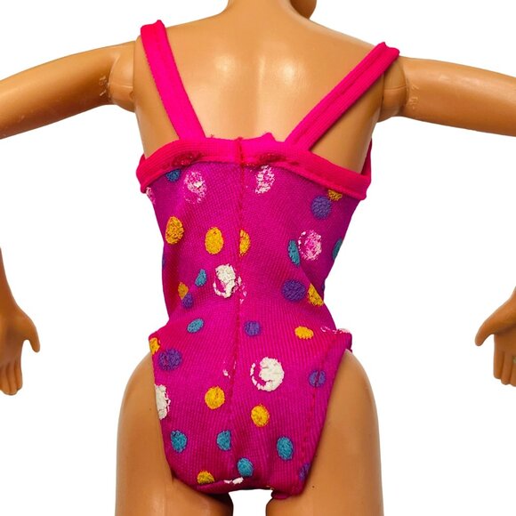 Vintage Barbie Pink Polka Dot One piece Swimsuit - Picture 2 of 6